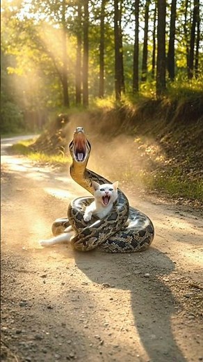 🐍 Brave Girl Rescues White Cat from Giant Python | Heart Touching Animal Rescue Story 🐱💔#shorts