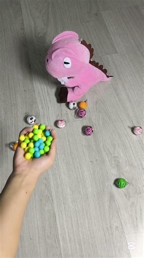 Satisfying Candy Balls Falling from Cute Pink Dinosaur 🦖 ASMR Relaxing Sounds#Shorts#Asmr#Love