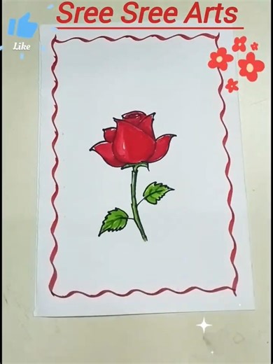 HOW TO DRAW ROSE FLOWER EASILY #shorts #ytshorts #viral #cartoon