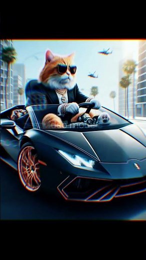 Cat Driving a Black Car 😺🚗 Smart & Funny AI Cat Video 2025!