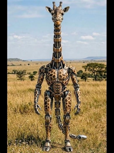 Giraffe transforms into a robot and destroy a rock with its head