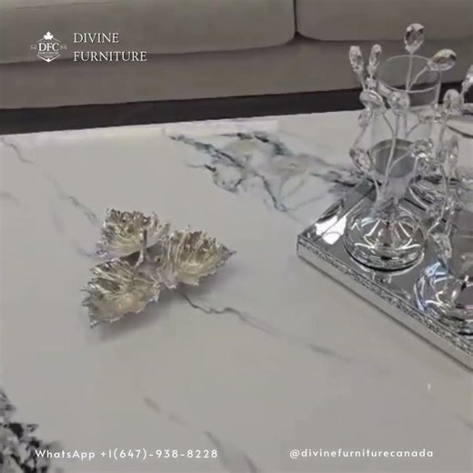 Luxury White Marble Coffee Table with Chrome Finish #furnitureoutletstores