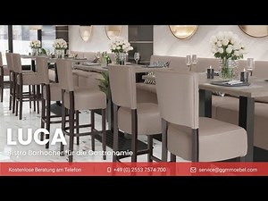 Gastro Barhocker LUCA | Leder | Holz |mit Lehne | Bistro Barhocker, Kneipenhocker