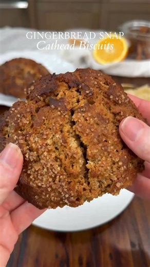 Warm gingerbread, fluffy cathead biscuits, and all the cozy feels 🤍 paired with whipped maple cream. Perfect with a cup of tea. ☕🍪 For the full recipe comment Recipe below or head to my website https://thesaltycooker.com/holiday-gingerbread-cathead-biscuits-with-maple-cream/ #catheadbiscuits #gingerbread #biscuits #thebakefeed #gingersnaps | The Salty Cooker