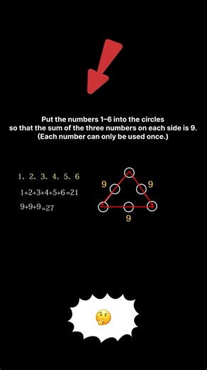Can You Solve The Magic Triangle? | Place 1-6 for Sum 9 #maths