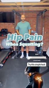 Hip pain when squatting could be due to a variety of reasons. Often patients with hip impingement aka FAI syndrome may find that they can’t squat that deep due to hip joint stiffness and also labral tear related pain. In these instances you don’t want to immediately stop doing the exercise as it can be a great choice, but instead try and adapt. This is such an easy adaptation that can allow you to still squat, being able to increase depth and weight as you progress. Please note this is not medic