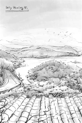 Daily drawing 70s - landscape #digitalart #drawing #sketch