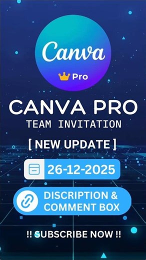 Canva Pro Team Invite Link Today | 26-12-2025 | Canva Pro New Team Updated Today !! #canva