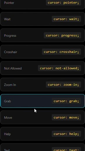 All CSS Cursor Types in One Video 🖱️ | Web Dev Tips #CSS #WebDevelopment #CodingShorts #HTML