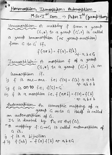 M.Sc.(Math), Sem.-1, Group theory, Homomorphism, Isomorphism Automorphism,(MGKVP).