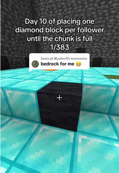 Placing Diamond Blocks in Minecraft Chunk Challenge
