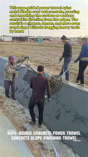 Guide a Power Trowel Down a Concrete Ditch #Concrete #Construction #Tools