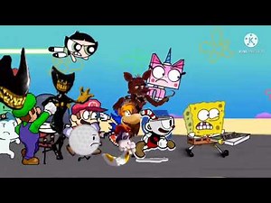 everyone trying to get the pizza from SpongeBob