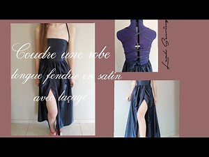 Coudre une robe longue fendue en satin avec laçage / prom dress