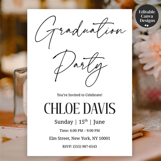Graduation Party Invitation Template, High School Graduation Party Invite, Editable and Customizable Graduation Announcement Template - Etsy