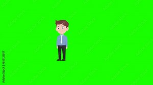 Cartoon character walk suddenly fall down reaction background and 2d animation 4k, cartoon man, businessman walking suddenly fall down, animated boy