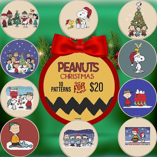 Retro Holiday Cross Stitch Pattern Bundle – 10 Festive Designs Featuring Your Favorite Characters – DIY Christmas Stitch Kit - Etsy