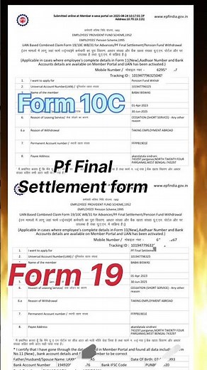 Form 19 & 10C Pf Final Settlement form done ✔️ ‪@Epfo-01‬