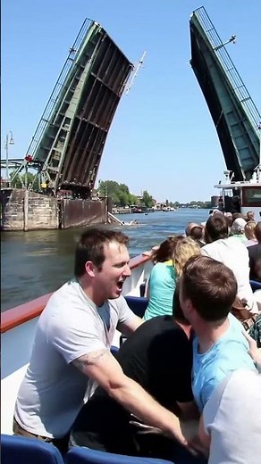 Sailboat gets caught by closing drawbridge! #accident