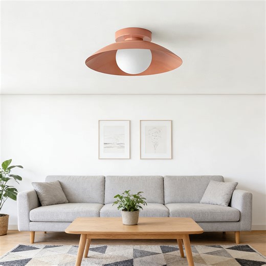 LuxRoyale Rose Copper Flush Mount Ceiling Light, LED Fixture for Kitch