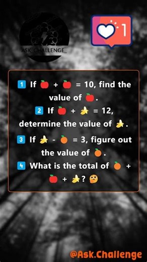 Fruit Math Challenge: Can You Solve It? Only 15% Do! 🍎🍌🍊