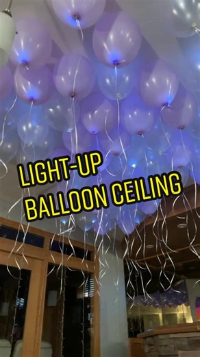 Light-up balloon ceiling decoration. LED lights from Amazon. Link in comments. 🥳🥳 #fyp #foryoupage #birthday #pinterest #diy #balloon
