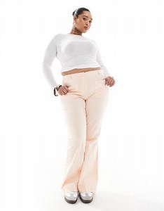 ASOS DESIGN Curve patch pocket flare pants in apricot | ASOS