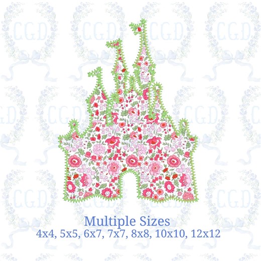 Fairytale Castle Zig Zag Applique | Castle Machine Embroidery Design | Kids Applique | Instant Download - Etsy