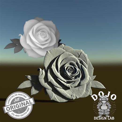 3D STL File for Rose - Detailed Relief Flower Model for CNC, 3D Printing & Laser Engraving_1 - Etsy