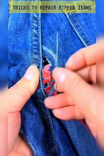 Denim Patching Master Class: Fix a Ripped Jean in the Crotch/Pocket in 1 Minute! #handsewing
