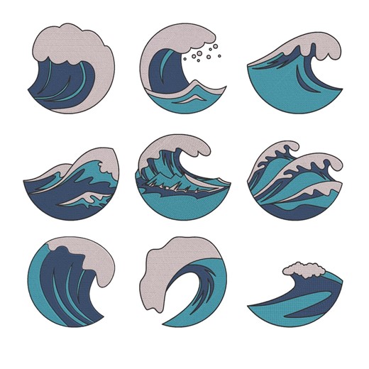 Ocean Wave Clipart Embroidery Design, Sea Waves Surf Machine Embroidery File, Instant Download - Etsy