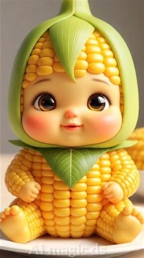 🌽 AI Corn Baby Eating Corn 😱💛 | So Cute & Funny! #shorts #ai #cute #food