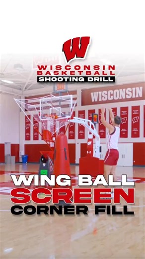 Shoot-A-Way | #1 Basketball Shooting Machine in America on Instagram: "@badgermbb's Greg Gard runs Wisconsin through a Wing Ball Screen Drill with a Loaded Side on The Gun 12K using Decision Mode©: 🟢 Green = Catch & Shoot 3 🟠 Orange = Extra Pass → Corner 3 🔵 Blue = Drive off Screen → Throwback Lift 3 ➕ Big gets a second shot every rep"