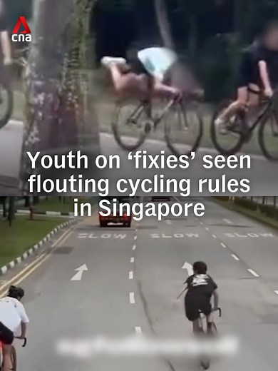 Young cyclists riding fixed-gear bicycles, or “fixies”, were seen flouting cycling rules on Singapore roads in videos shared online on Sunday (Jan 25). In one video, two boys on fixies were seen along Cantonment Road, at one point riding in the middle of the three-lane road. In another video, a rider was seen performing a stunt while riding downhill without a helmet.