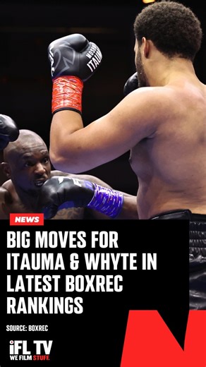 IFL TV Boxing on Instagram: "BIG MOVES FOR ITAUMA & WHYTE IN LATEST BOXREC RANKINGS ⬆️⬇️ Moses Itauma has moved up to #20 from #27 in BoxRec's latest heavyweight rankings with Dillian Whyte down to #32 from #14. Do you agree with those rankings for them? #ItaumaWhyte | #MosesItauma | #BoxingNews | #BoxingWorld"