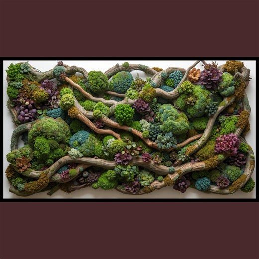 3D Moss and Wood Wall Art Print - Etsy