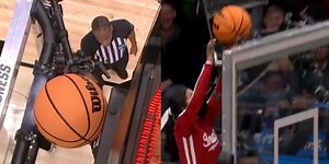 Cheerleader saves basketball game in the most creative way after ball gets stuck