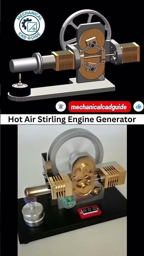 Hot Air Stirling Engine Generator #autocadblocks #automobile #viral #foryou #machine #engineering