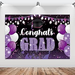 Purple Graduation Party Backdrop,2023 Congrats Grad Party Banner,Congrats Background Banner,2023 Graduation Party Decorations for College and High School,Graduation Party Photo Booth Background