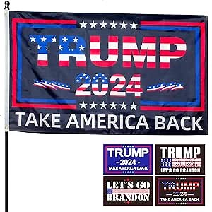 Trump Flag - Trump 2024 Flag - Take America Back - 3x5 Feet, Indoor and Outdoor Use - 2 Metal Grommets, 4 Free Stickers - Patriotic Design - ‘golden age’ for America! Congratulations to the 47th prisedent of USA, Donald Trump