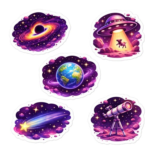 Cosmic Sticker Pack – Space & Galaxy Vinyl Stickers (set of 5) - Etsy