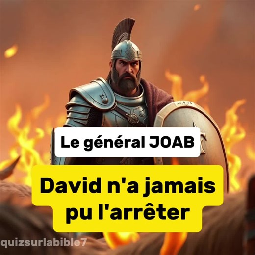 Le général Joab : Le roi David n'a jamais pu l'arrêter. Joab était le général le plus redouté d’Israël. Loyal à David, mais souvent désobéissant à Dieu. Vengeur, stratège, impitoyable. Il a gagné des guerres, tué des innocents, et défié les ordres du roi. Son destin prouve qu’aucune victoire ne remplace l’obéissance. #jesus #bible #chretien #histoirebiblique #joab