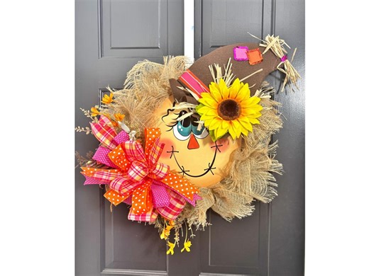 Scarecrow Fall Wreath for Front Door, Burlap Sunflower Wreath, Autumn Door Decor, Handmade Harvest Wreath, Whimsical Fall Decor - Etsy