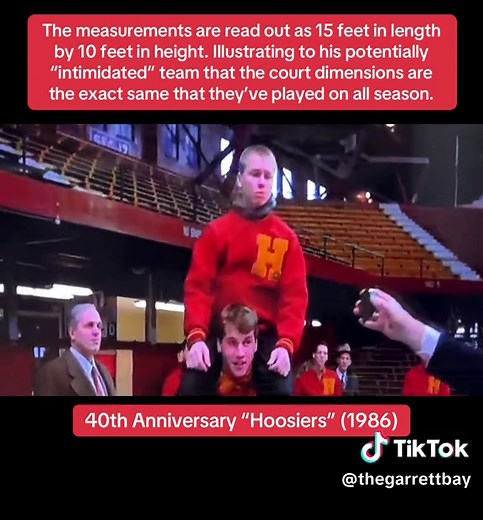 40th Anniversary “Hoosiers” (1986) The scene where high school basketball coach Norman Dale (Gene Hackman) has his team read out the measurements of the basketball court before the State Championship. Similar to the Indiana Hoosiers in the National Championship. 🏆 😉#hoosiers #gohoosiers #indianahoosiers #nationalchampionship #fyp