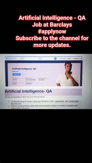 artificial intelligence jobs | Barclays Hiring - QA #job #jobsearch #freshers #shorts #trending