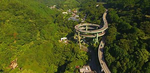 Kawazu-Nanadaru Loop Bridge rotates traffic through 720 degrees