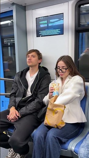 She didn't know we brought fast food on the train #AlexEasy #Subway #Pranks