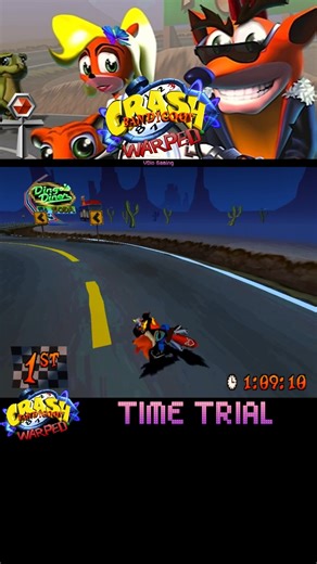 Crash Bandicoot: Warped (PS1) - Time Trial - Lvl. 14 Road Crash #crashbandicoot #ps1 #playstation #retro #gaming #retrogaming #gameplay #gamingcommunity #classicgames #vdiogaming #shortvideo | VDio Gaming