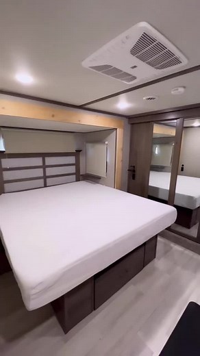 RV Upgrade! This is actually much easier than you would expect. We swapped out the original mirrored glass sliding doors and built custom lightweight Barn Doors in the bedroom. These doors are adorable and the project cost $100! Save this post for inspiration or share with someone who would love this upgrade. How do you think the barn doors turned out? ....#rvrenovation #rvlife #rvrenovations #rvproject #homedecor #barndoors #barndoor #bedroomdecor #bedroomdesign #rvdesign #camperrenovation #cam