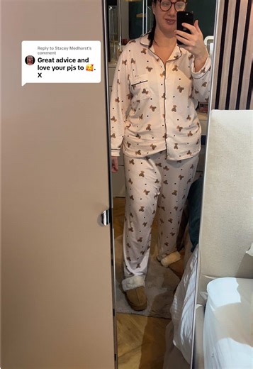 Replying to @Stacey Medhurst Friday night cosy club in the cutest Pyjamas 🧸 #womenspyjamas #womensclothingtiktokshop #plussize #bearpyjamas #thereelslimshapey